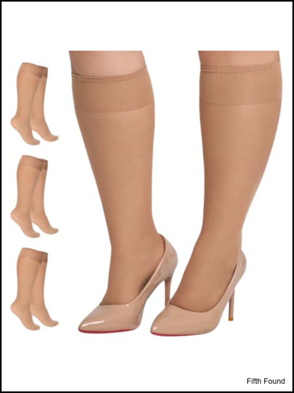 Plus Size Sheer Nylon Knee High Trouser Stockings 3 Pairs